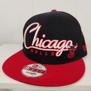 New Era Chicago Bulls Snapback Hat NBA Basketball Hat Flat Brim 9fifty Red Black